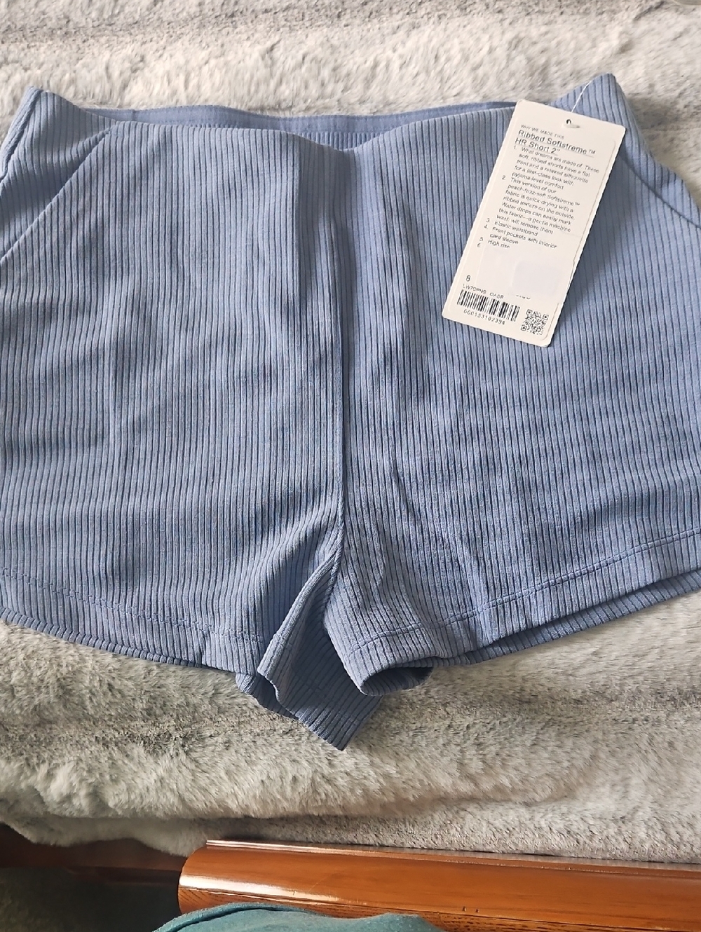 Lululemon soft stream ribbed Light Blue High-Waist Shorts